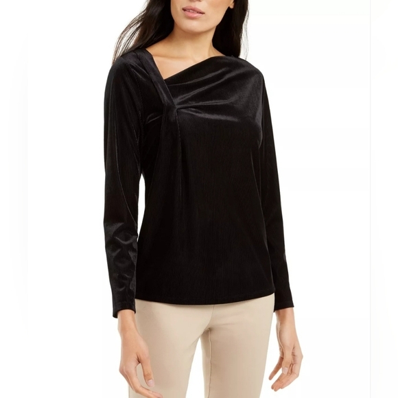 Alfani Tops - NWOT Alfani Asymmetrical-Neckline Velvet Top - Size Small